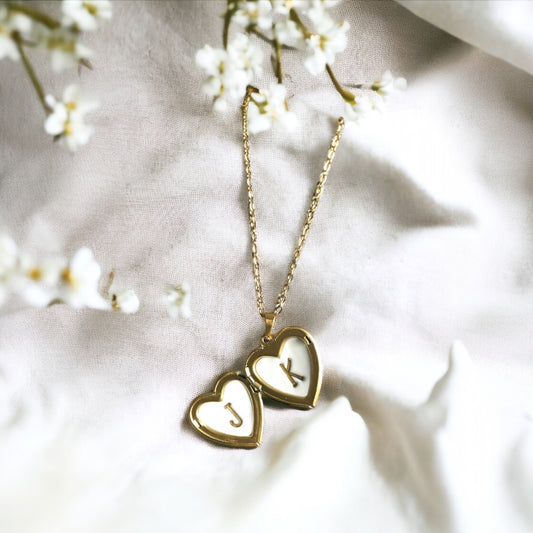 Amore Mio - Locket Necklace Uppercase Letters Gold Version